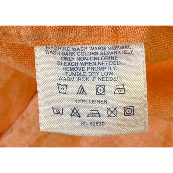 Lands End Mens Shirt 100/% Linen Size Large Short Sleeve‎ Button Up Orange - Picture 2 of 4